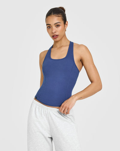 Mellowâ„¢ Rib Scoop Neck Vest with Built in Bra Shelf | Shadow Blue