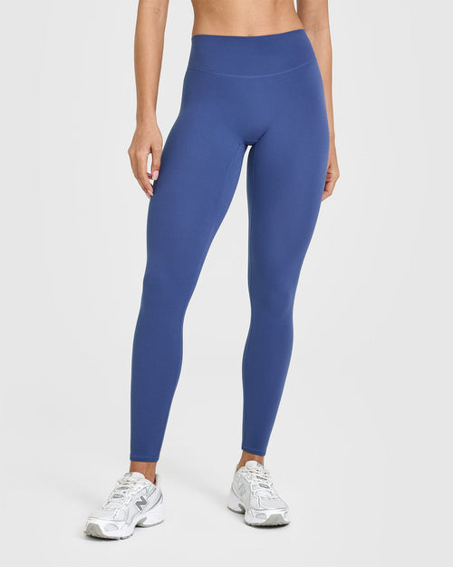 Oner Modal SoftMotion™ Leggings with White Logo | Shadow Blue