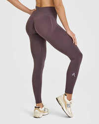 Effortless Seamless Leggings with White Logo | Umber Brown