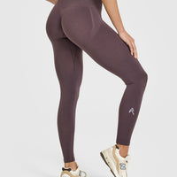 Effortless Seamless Leggings with White Logo | Umber Brown