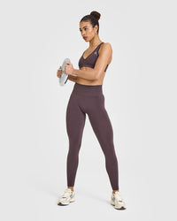 Effortless Seamless Leggings with White Logo | Umber Brown