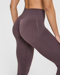 Effortless Seamless Leggings with White Logo | Umber Brown