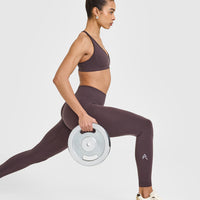 Effortless Seamless Leggings with White Logo | Umber Brown