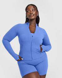 SoftMotion™ Jacket with White Logo | Glaucous Blue