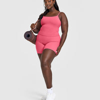 SoftMotion™ Strappy Mid Vest with Built in Bra Shelf | Dark Velvet Pink