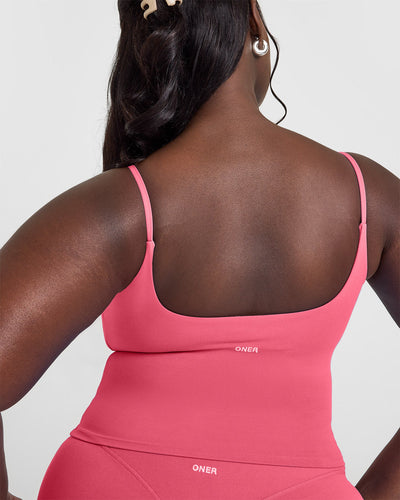 SoftMotion™ Strappy Mid Vest with Built in Bra Shelf | Dark Velvet Pink
