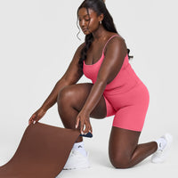 SoftMotion™ Strappy Mid Vest with Built in Bra Shelf | Dark Velvet Pink