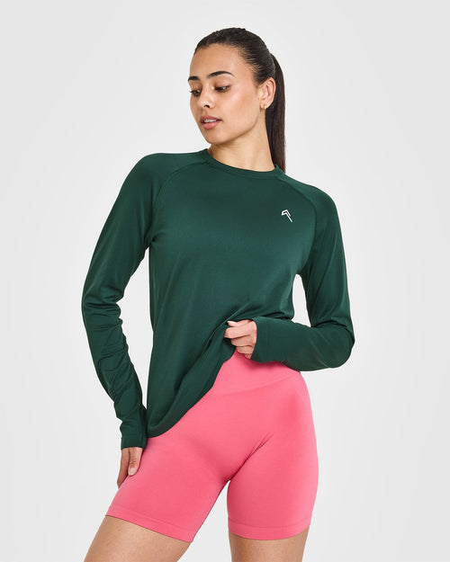 Oner Modal Go To Seamless Loose Long Sleeve Top | Racing Green
