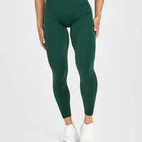 Effortless Seamless Leggings with White Logo | Racing Green
