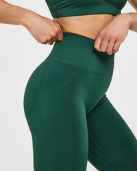 Effortless Seamless Leggings with White Logo | Racing Green