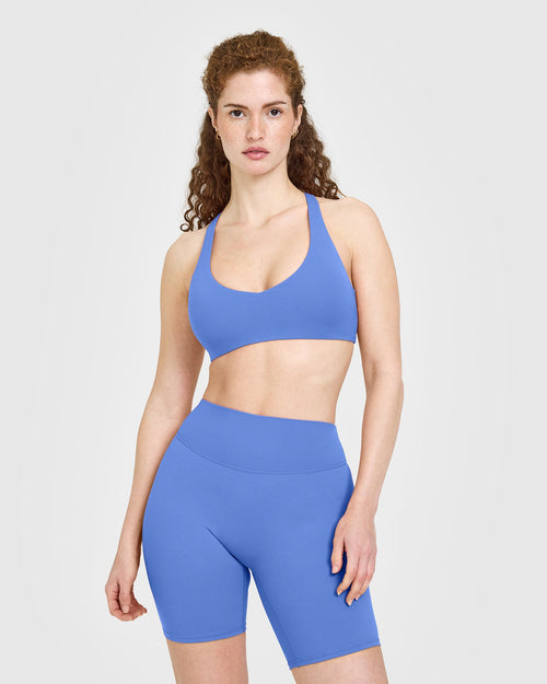 Oner Modal SoftMotion™ Bralette with White Logo | Glaucous Blue