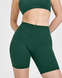 SoftMotion™ Cycling Shorts 8" with White Logo | Dark Racing Green