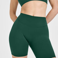 SoftMotion™ Cycling Shorts 8" with White Logo | Dark Racing Green