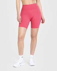 SoftMotion™ Cycling Shorts 8" with White Logo | Dark Velvet Pink