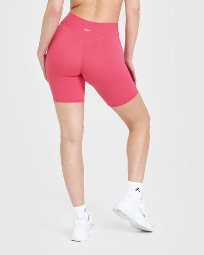 SoftMotion™ Cycling Shorts 8" with White Logo | Dark Velvet Pink