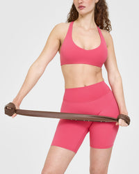 SoftMotion™ Cycling Shorts 8" with White Logo | Dark Velvet Pink