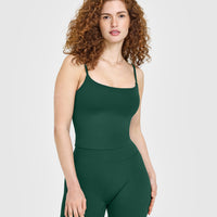 SoftMotion™ Strappy Mid Vest with Built in Bra Shelf | Dark Racing Green
