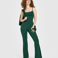 SoftMotion™ Strappy Mid Vest with Built in Bra Shelf | Dark Racing Green