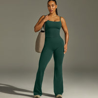 SoftMotion™ Strappy Mid Vest with Built in Bra Shelf | Dark Racing Green