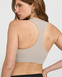 Mellow™ Rib Square Neck Bra | Cloud Grey