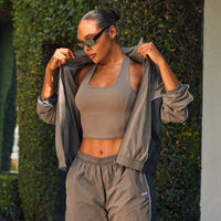 Mellow™ Rib Square Neck Mid Vest with Built in Bra Shelf | Moss Brown