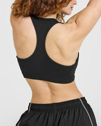 Mellow™ Rib Square Neck Bra | Soft Black