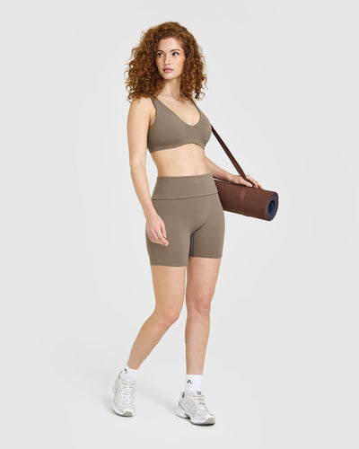 SoftMotion™ Fold Over Shorts 6" | Moss Brown