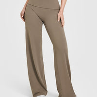 SoftMotion™ Fold Over Straight Leg Bottoms | Moss Brown