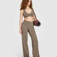 SoftMotion™ Fold Over Straight Leg Bottoms | Moss Brown
