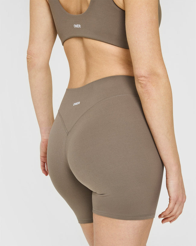 SoftMotion™ Shorts 6" with White Logo | Moss Brown