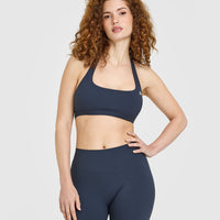 EasyLift™ Halter Bralette with White Logo | True Blue