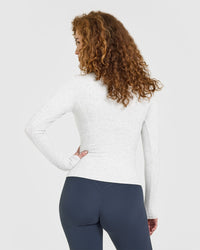 Mellow™ Rib Long Sleeve Cardigan | Light Grey Marl