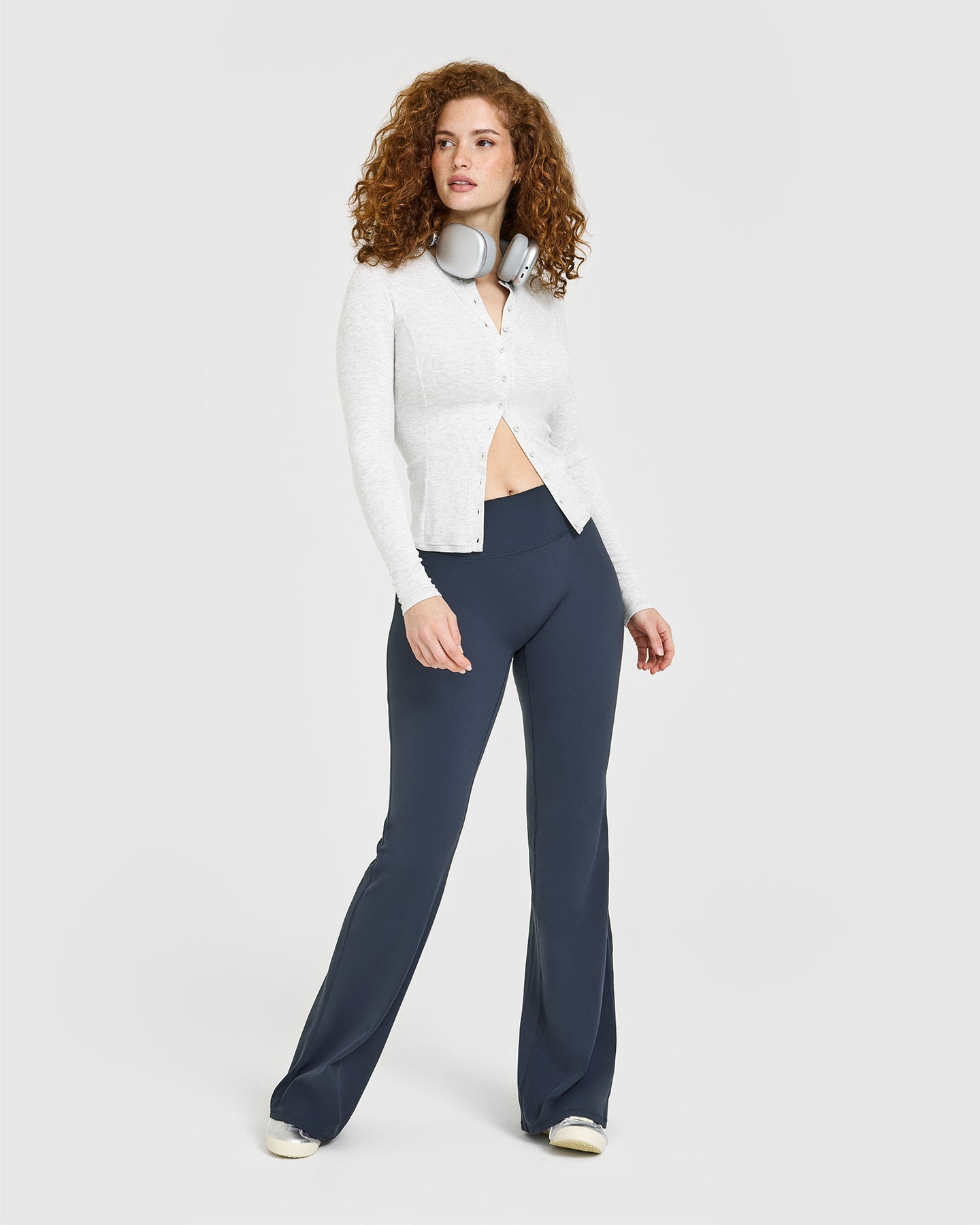 Mellow™ Rib Long Sleeve Cardigan | Light Grey Marl