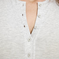 Mellow™ Rib Long Sleeve Cardigan | Light Grey Marl