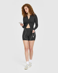 Mellow™ Rib Long Sleeve Cardigan | Soft Black