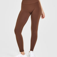 Effortless Seamless Leggings with White Logo | Rustic Brown