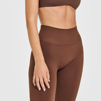 Effortless Seamless Leggings with White Logo | Rustic Brown
