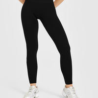 EnhanceLift™ Seamless Leggings with White Logo | Black