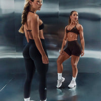 EnhanceLift™ Seamless Leggings with White Logo | Black