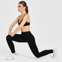 EnhanceLift™ Seamless Leggings with White Logo | Black