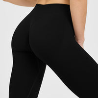 EnhanceLift™ Seamless Leggings with White Logo | Black