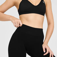 EnhanceLift™ Seamless Leggings with White Logo | Black