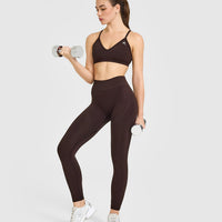 EnhanceLift™ Seamless Leggings with White Logo | Plum Brown