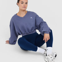 All Day Lightweight Oversized V-Neck Sweatshirt | Slate Blue