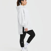 All Day Longline Hoodie | Light Grey Marl