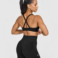 EasyLift™ Cross Back Sports Bra with White Logo | Black