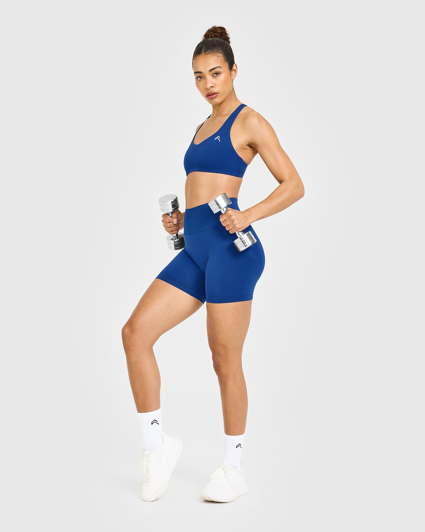 Effortless Seamless Shorts with White Logo | Vintage Navy