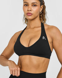 Effortless Seamless Halter Neck Sports Bra | Black