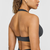 Effortless Seamless Halter Neck Sports Bra | Coal