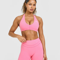 Unified Micro Bralette White Logo | Peony Pink